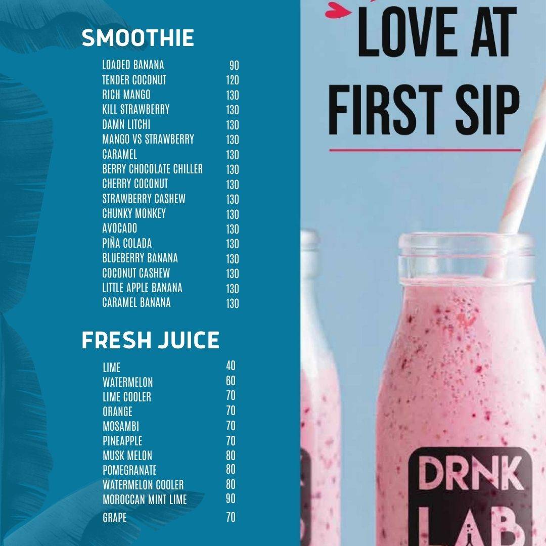 DRNK LAB MOODABIDRI menu