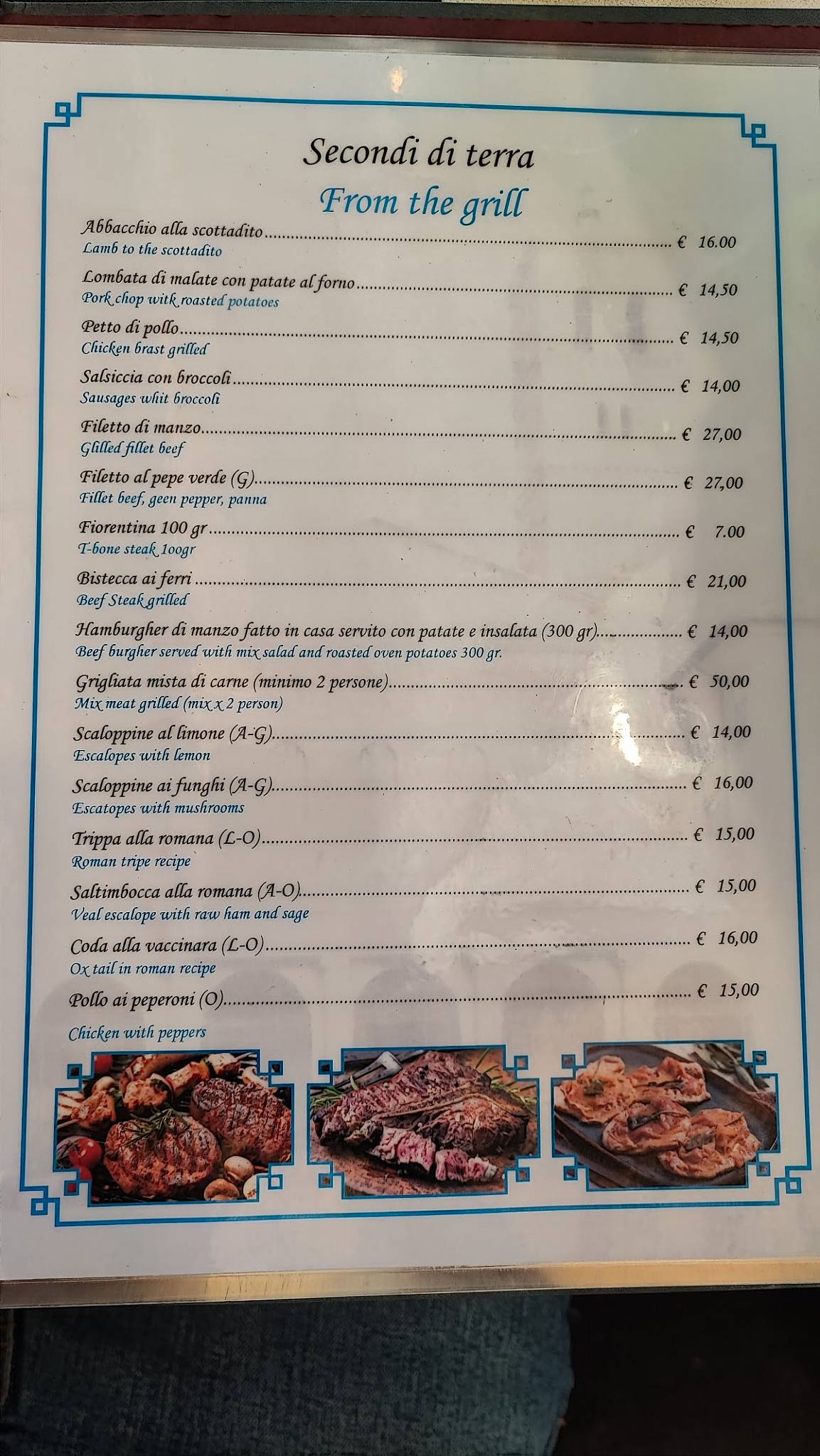 Menu di Ristorante Da Augustea a Trastevere 
