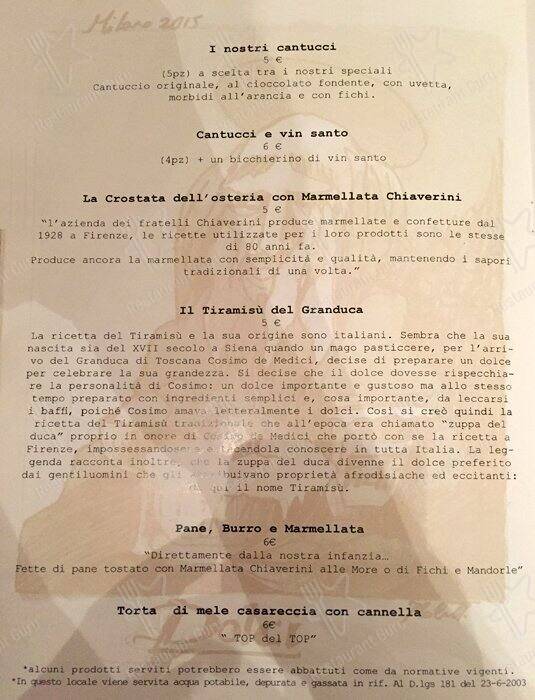 Menu di Da' Cenciaioli 