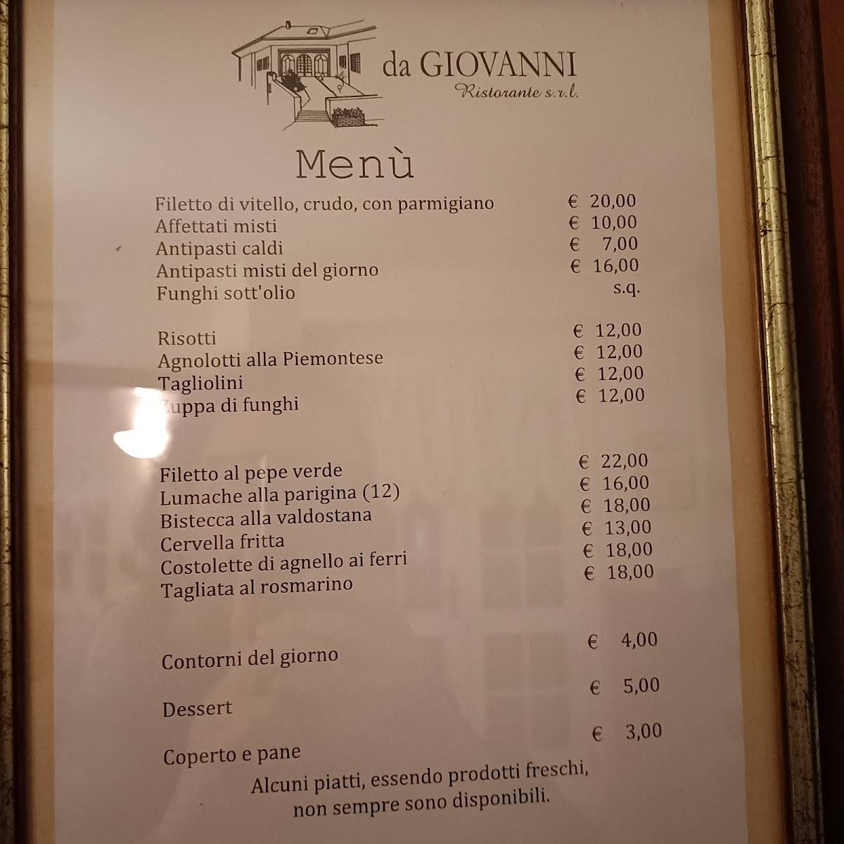 Menu di Da Giovanni 