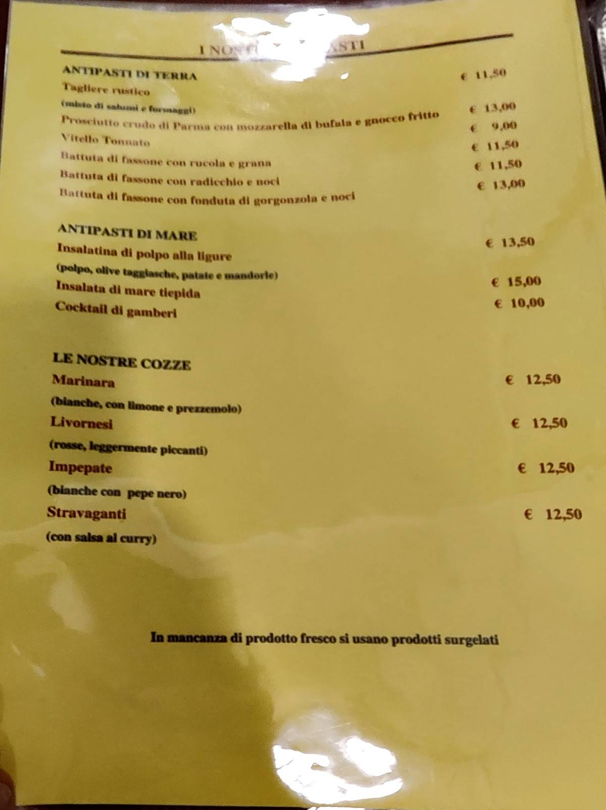 Menu di Trattoria - Pizzeria Da Jacopo 