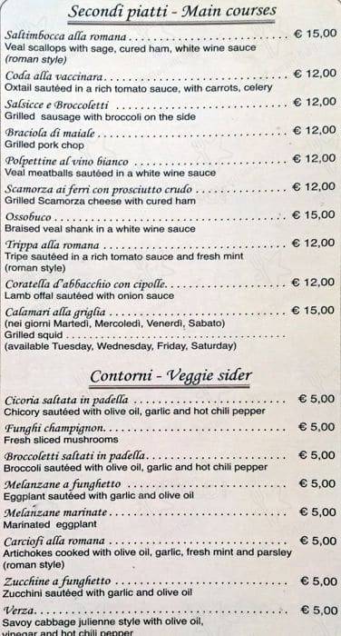 Menu di Osteria da Mario 