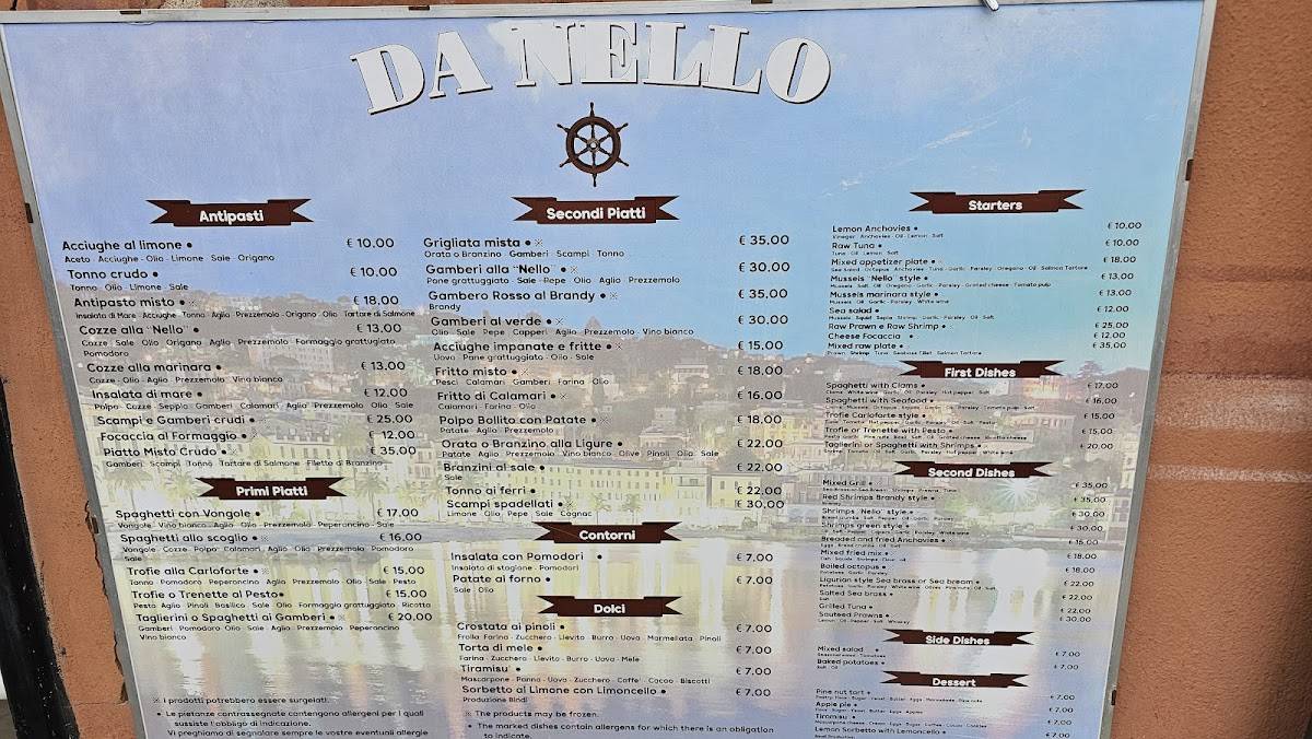 Menu di Da Nello 