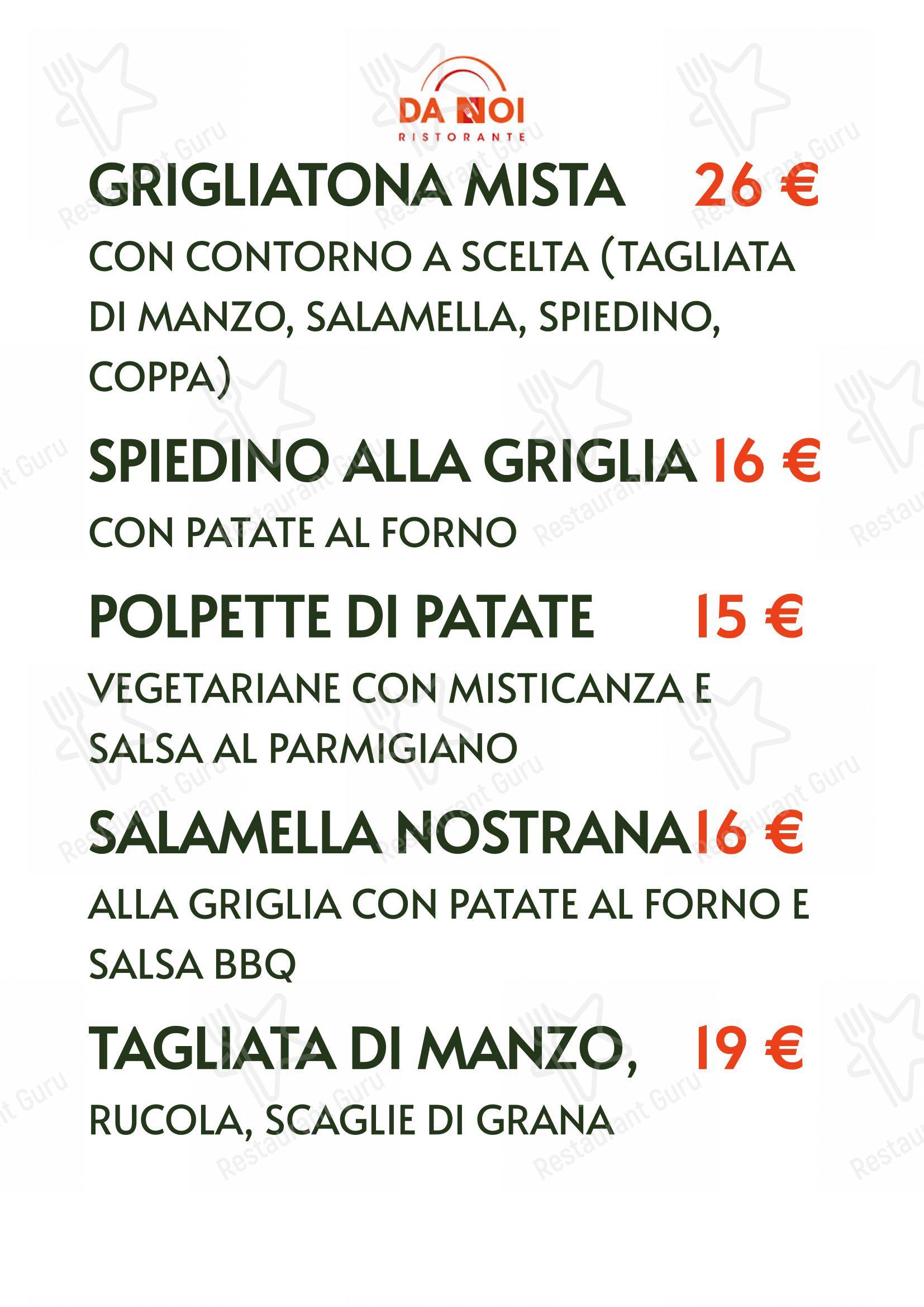 Menu per Da Noi in Como