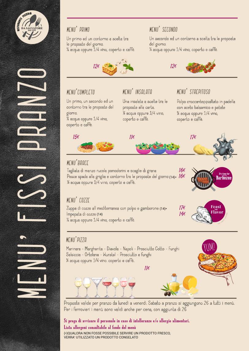 Menu di Da Salvatore 