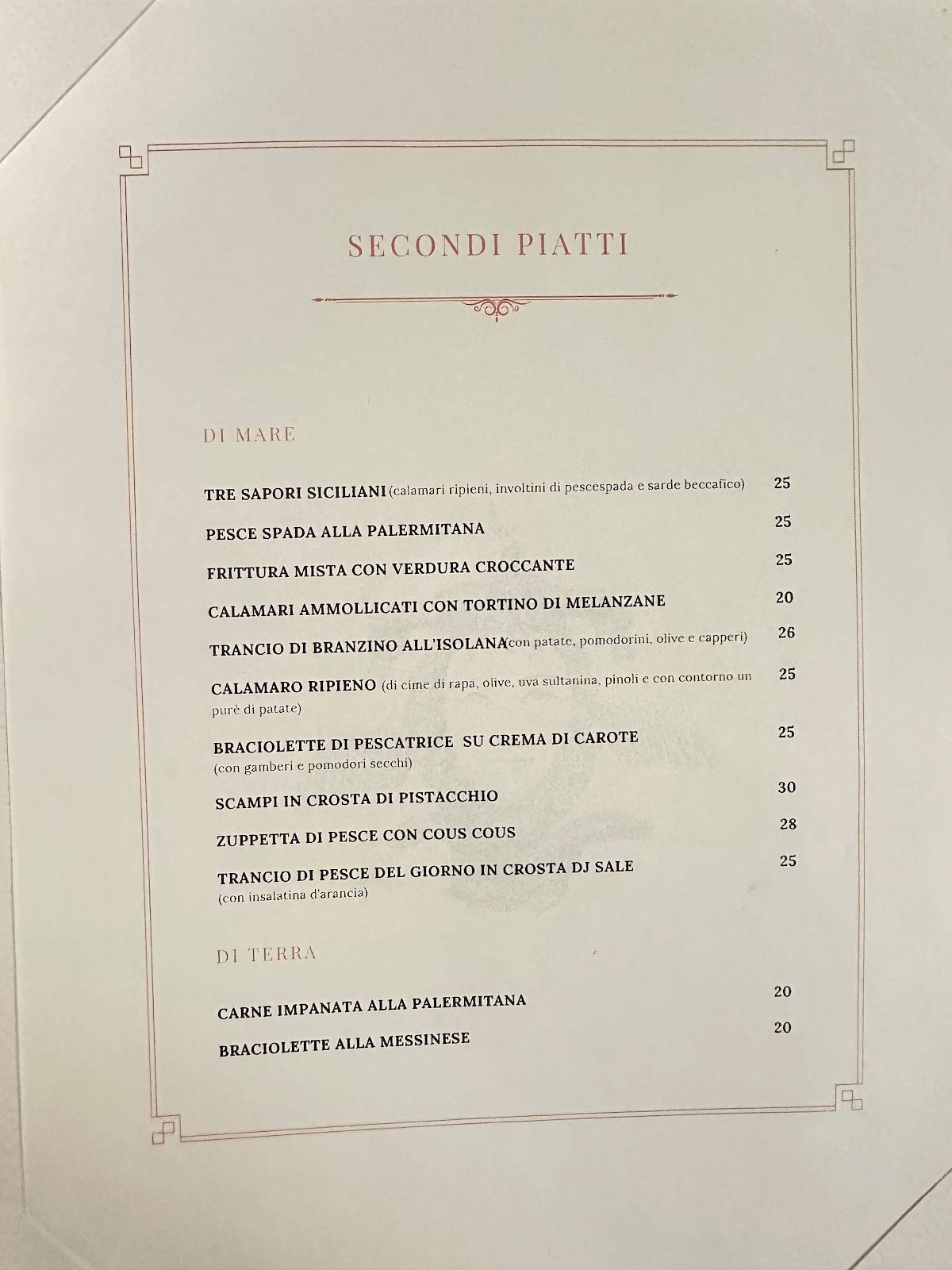 Menu di Da Salvatore Trattoria Siciliana 