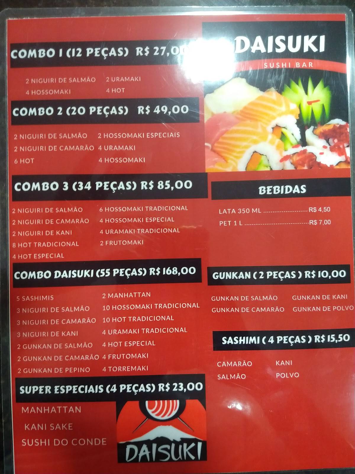Daisuki Sushi Bar cardápio