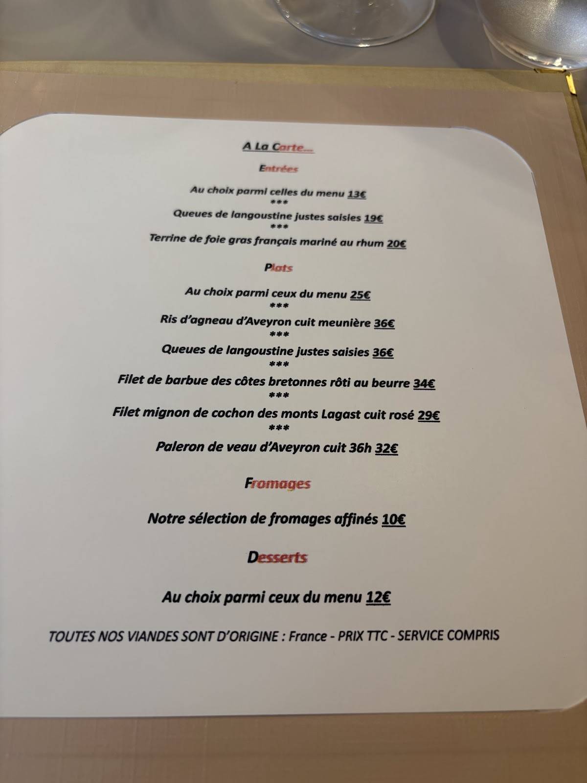 Menu de Danton... Restaurant