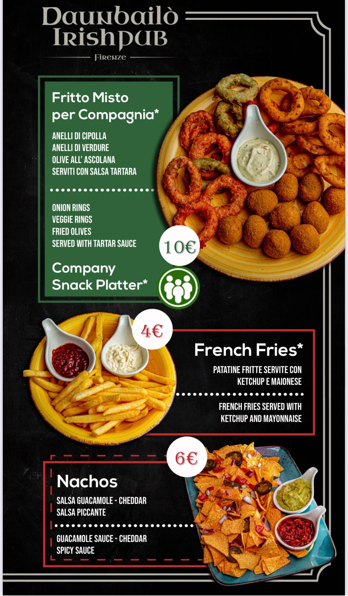 Menu di Daunbailo' Irish Pub 