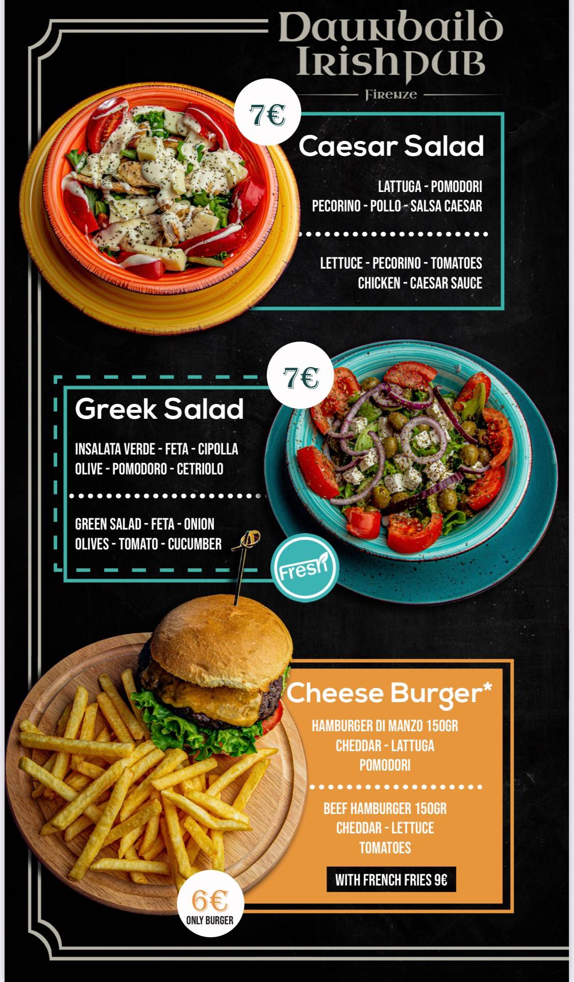 Menu di Daunbailo' Irish Pub 