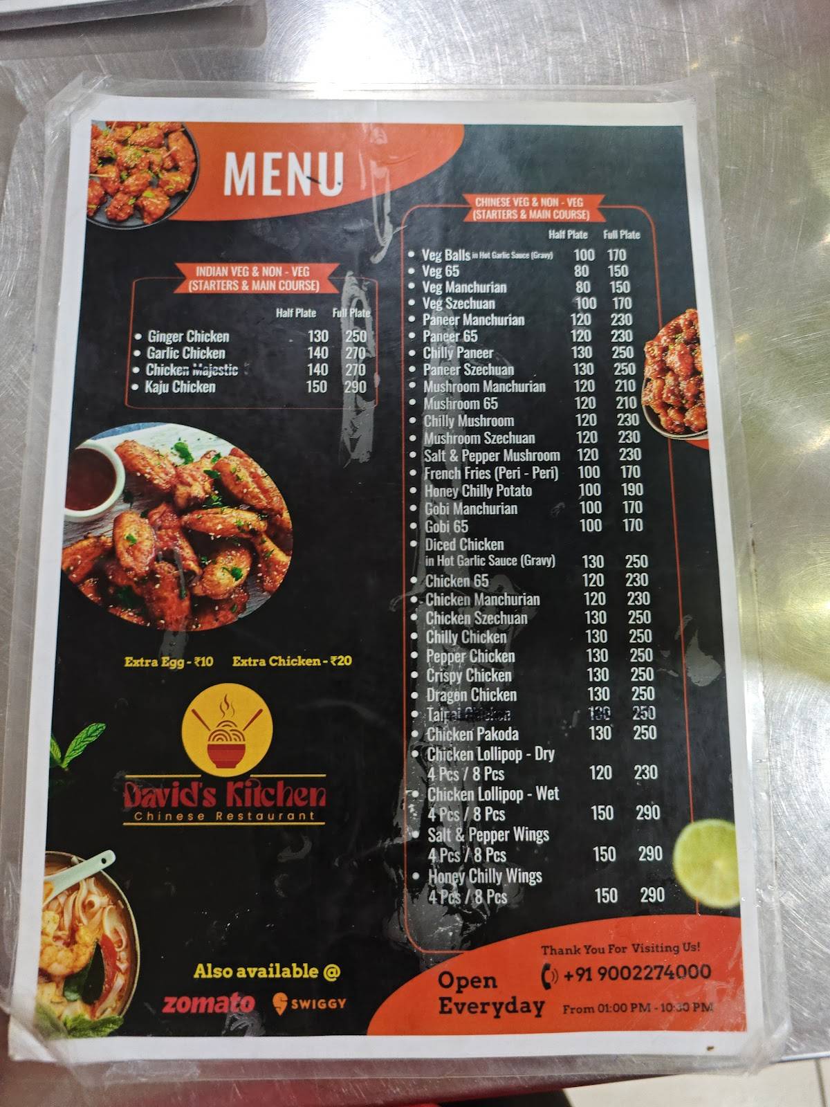 David's Kitchen menu