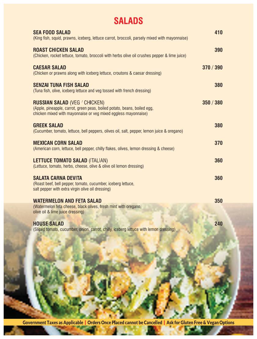 De Baga Deck Restaurant & Bar menu