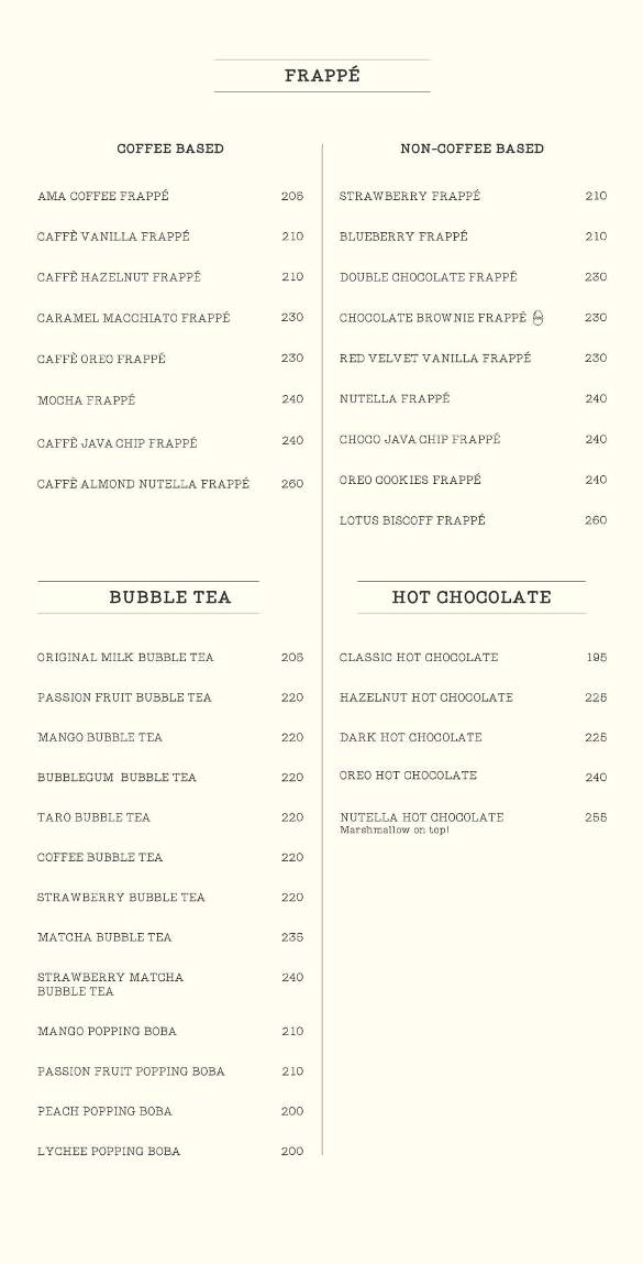 AMA Cafe Rajpur Road menu