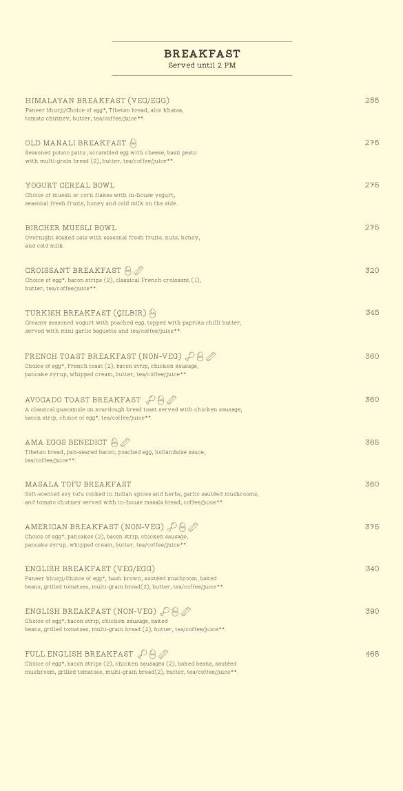 AMA Cafe Rajpur Road menu