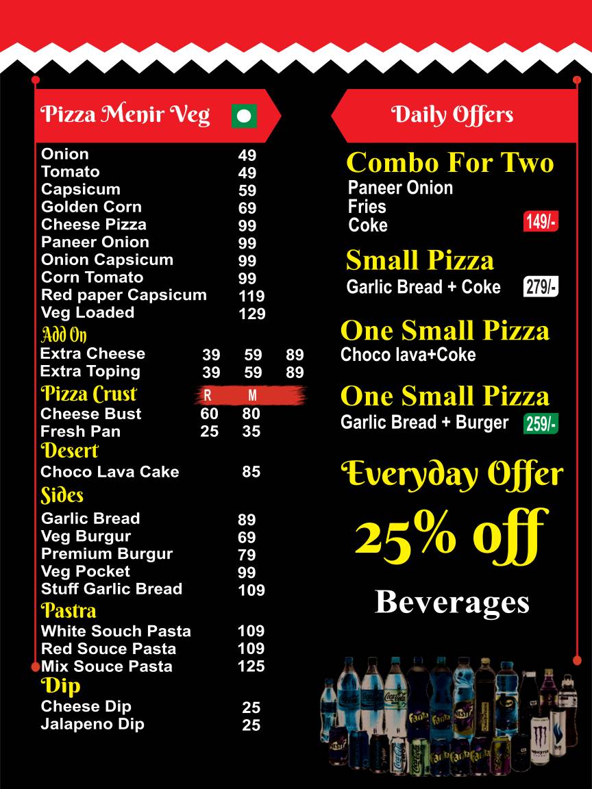 Delicious Pahadi pizza menu