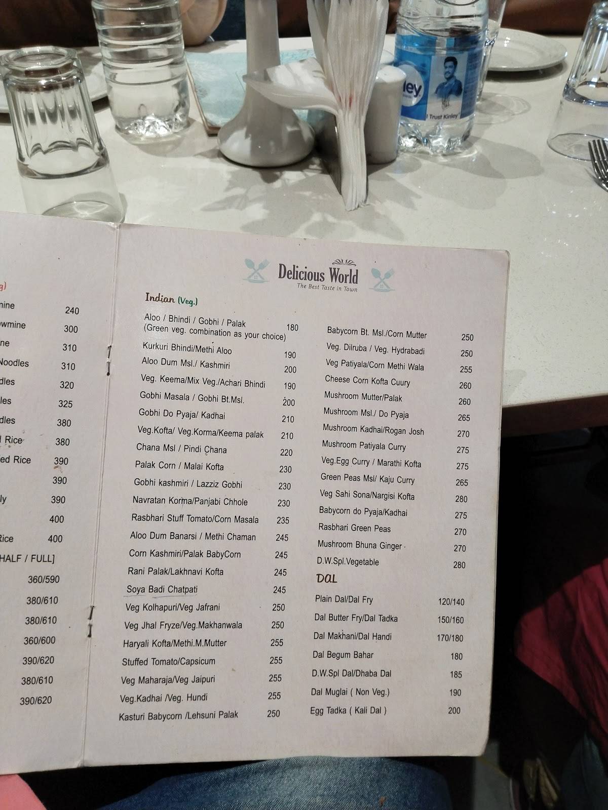 Delicious World menu