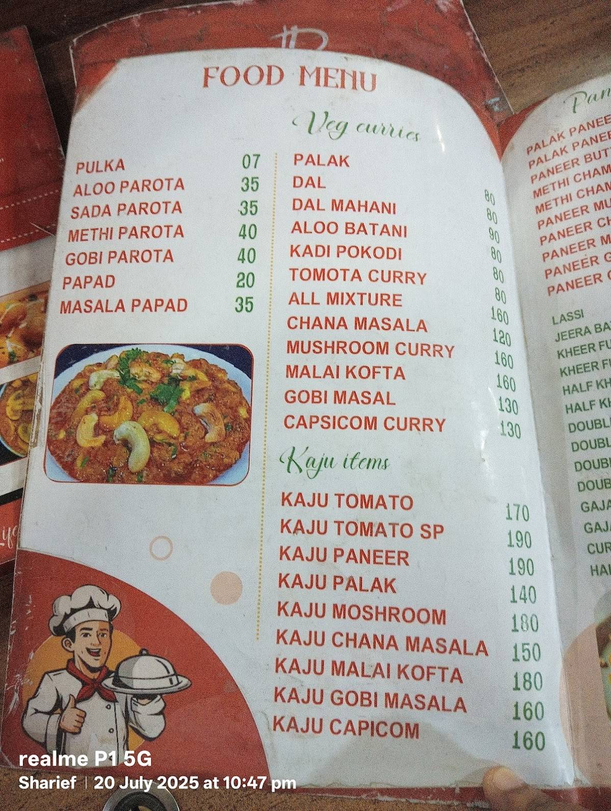 Delight Dhaba menu