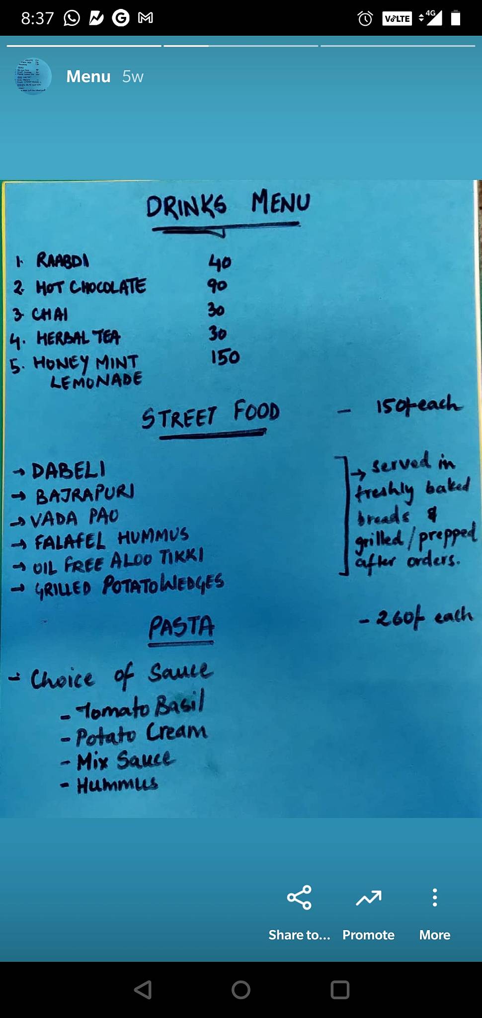Den: A Sustainable Cafe menu