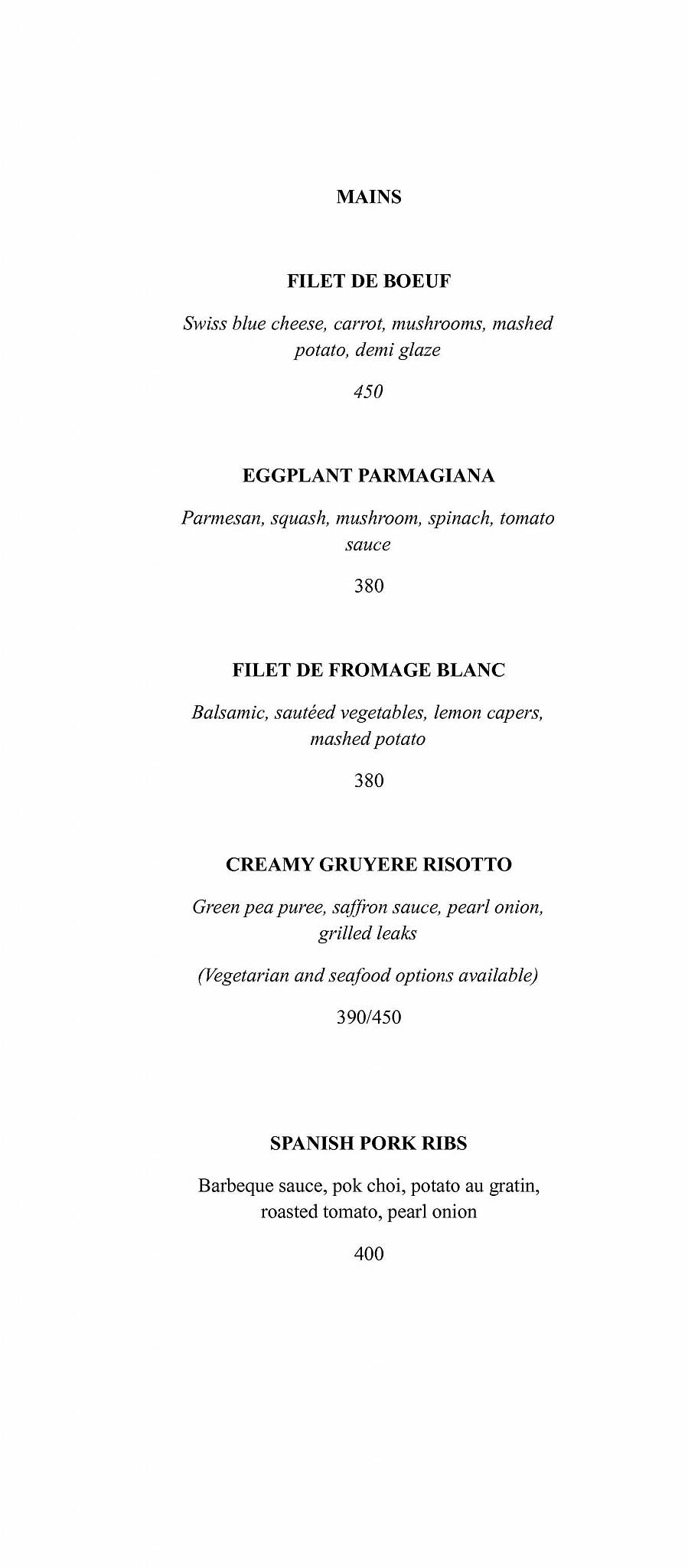 Desbue menu