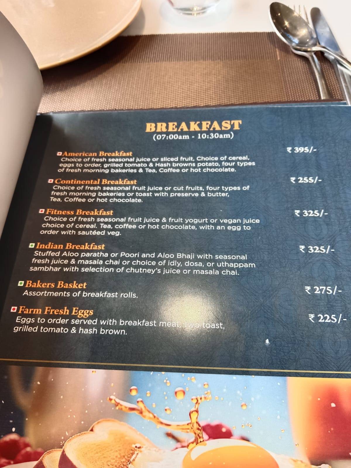 Desh Pardesh menu