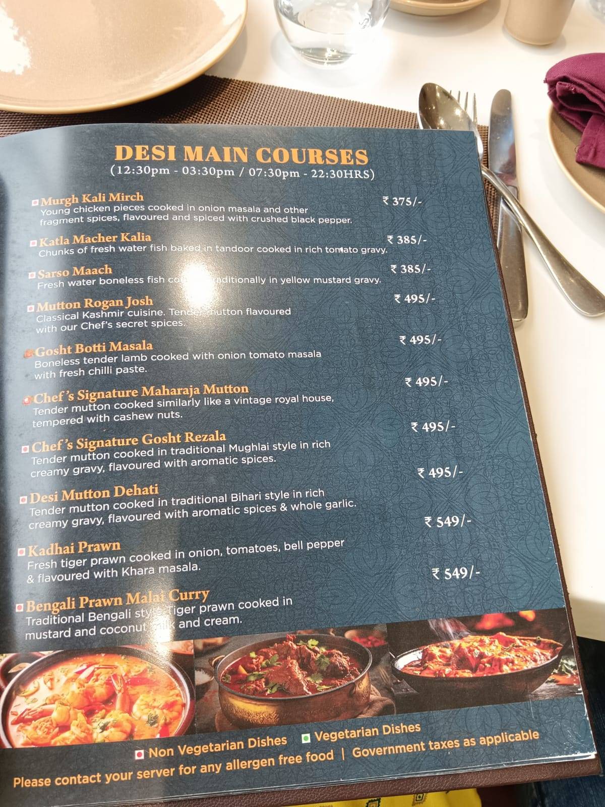 Desh Pardesh menu
