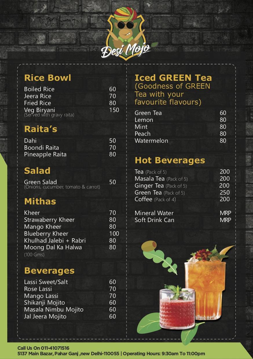 Desi Mojo menu