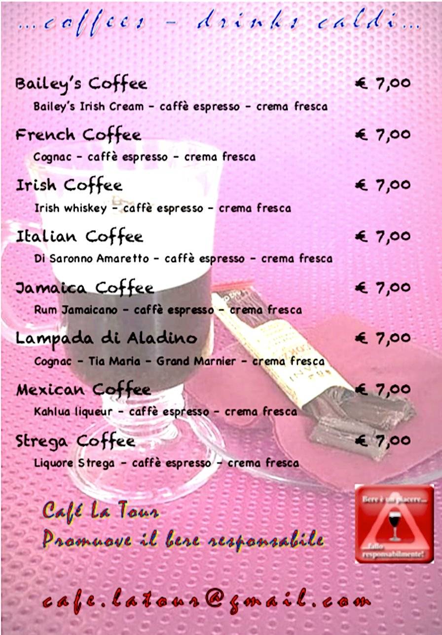 Menu di Cafe' La Tour Di Maurizio Villa & C. Sas 