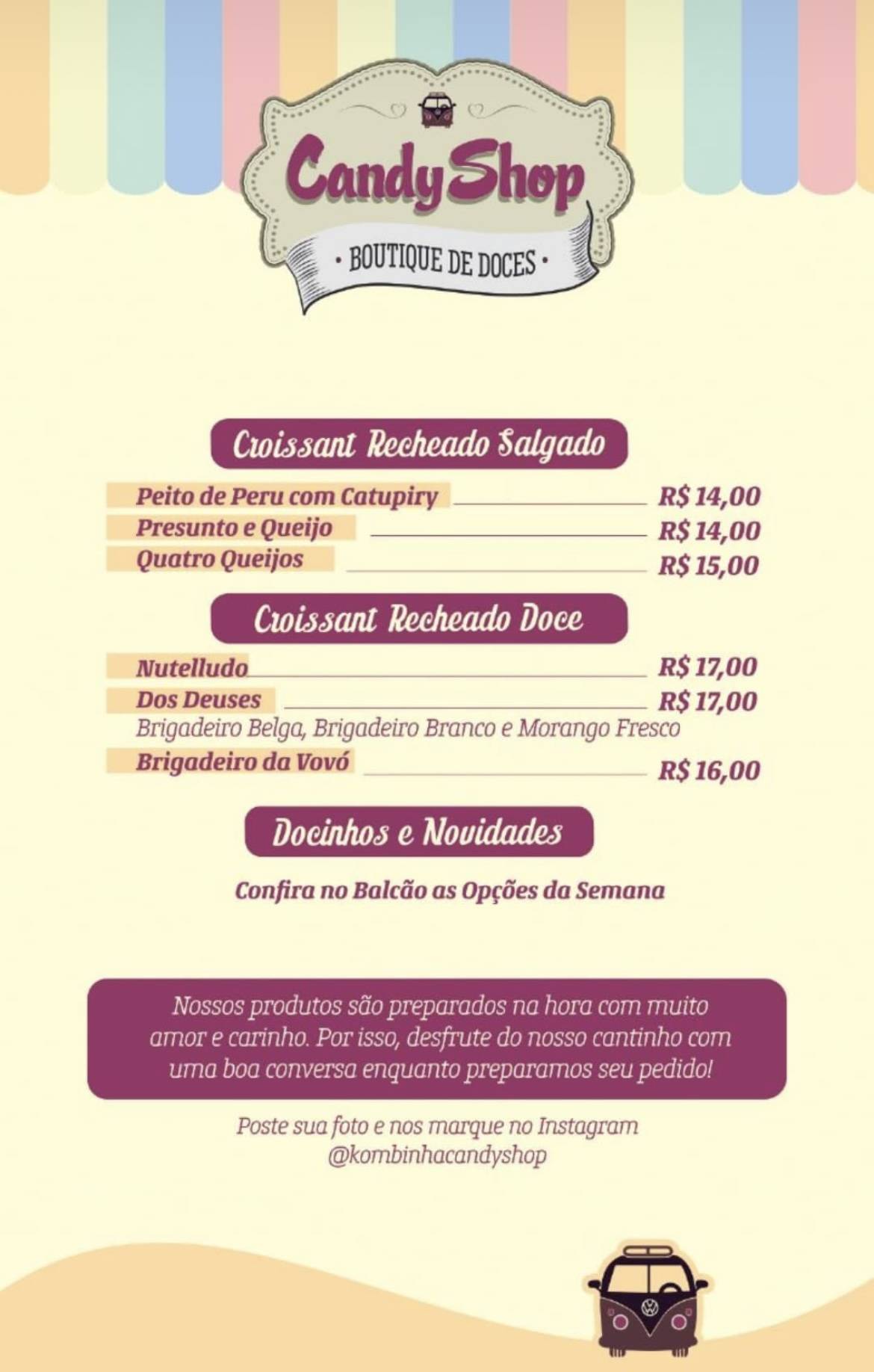 Doceria Kombinha Candy Shop cardápio