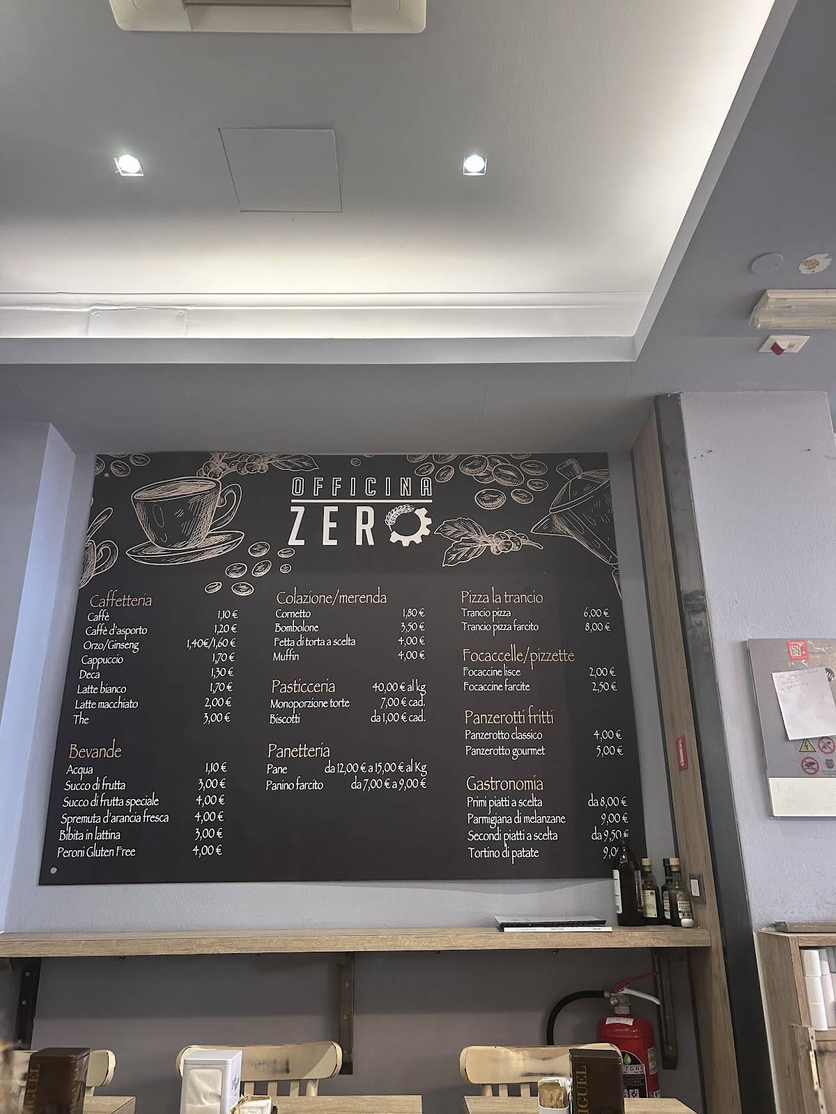 Menu di Officina Zero 