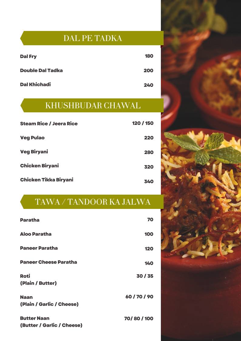 O'LEAF Taste Ka Tadka. Multicuisine Restaurant menu