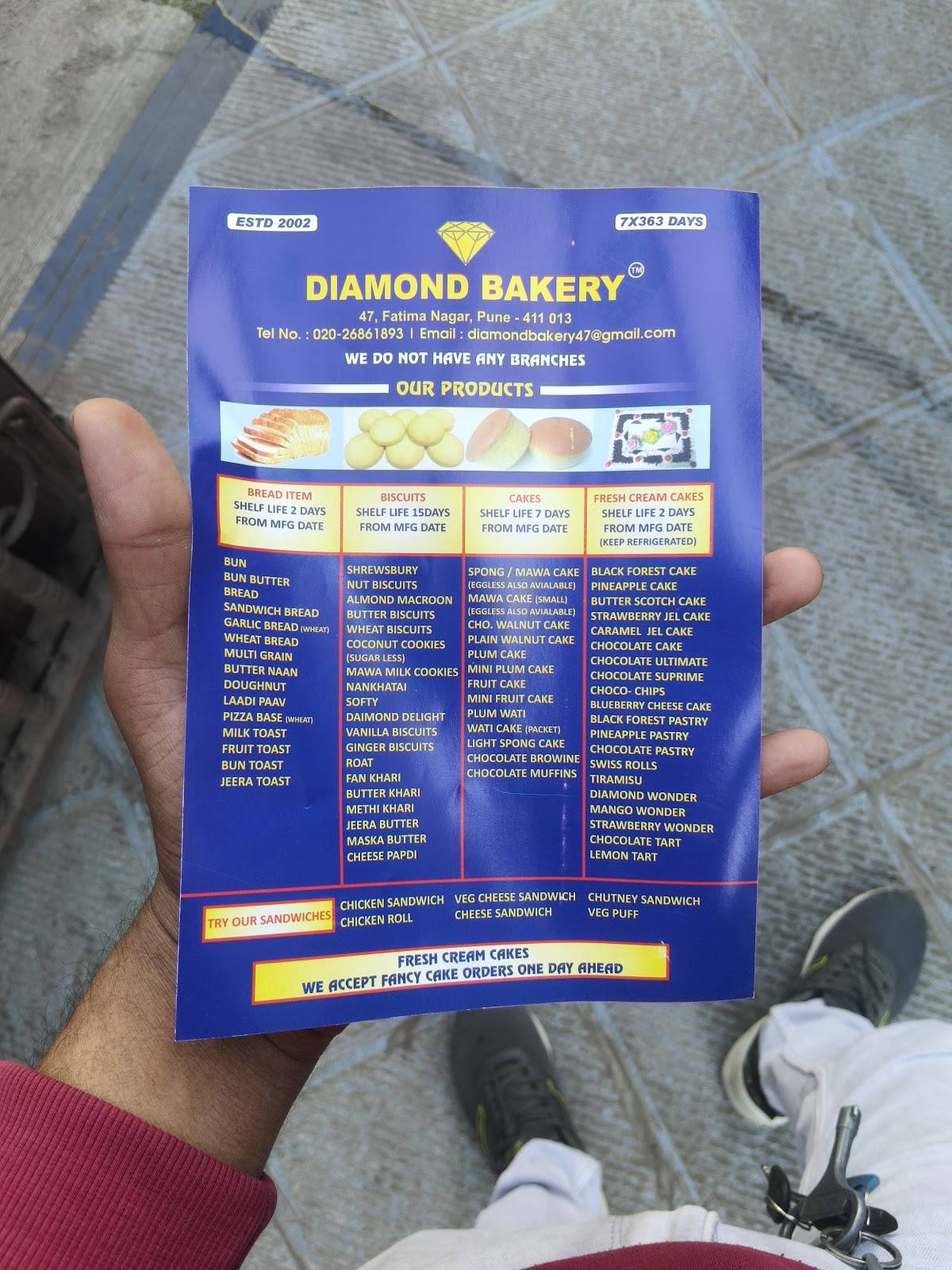 Diamond Bakery menu