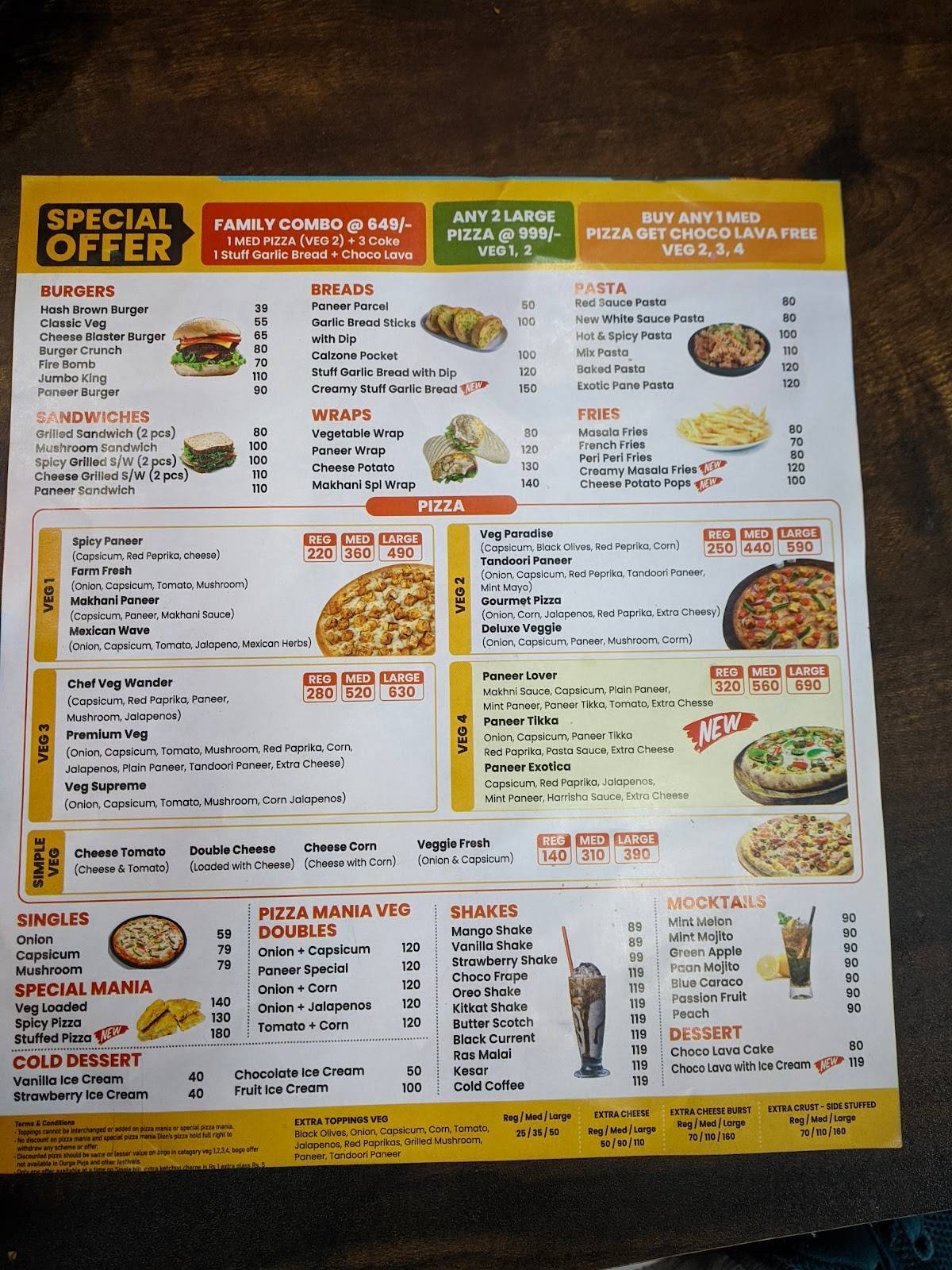 Menu at Dion's Pizza Nagrota Bagwan, Nagrota Bagwan