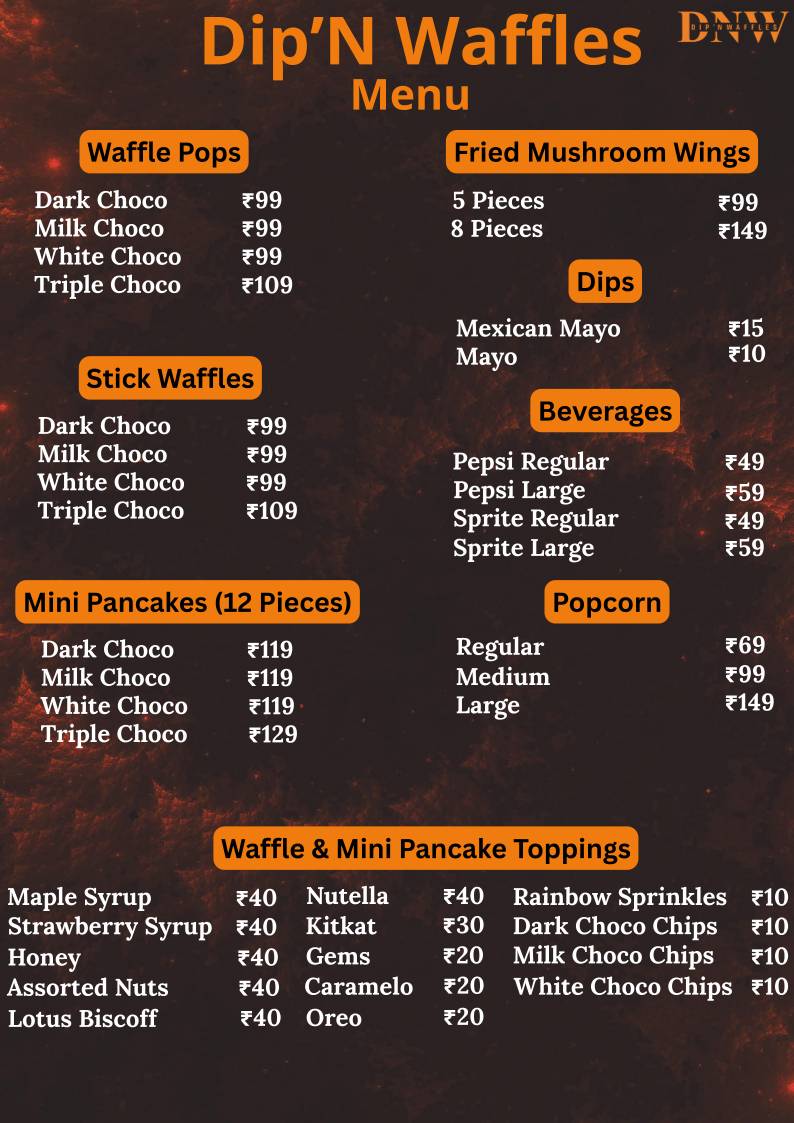 Dip’N Waffles menu