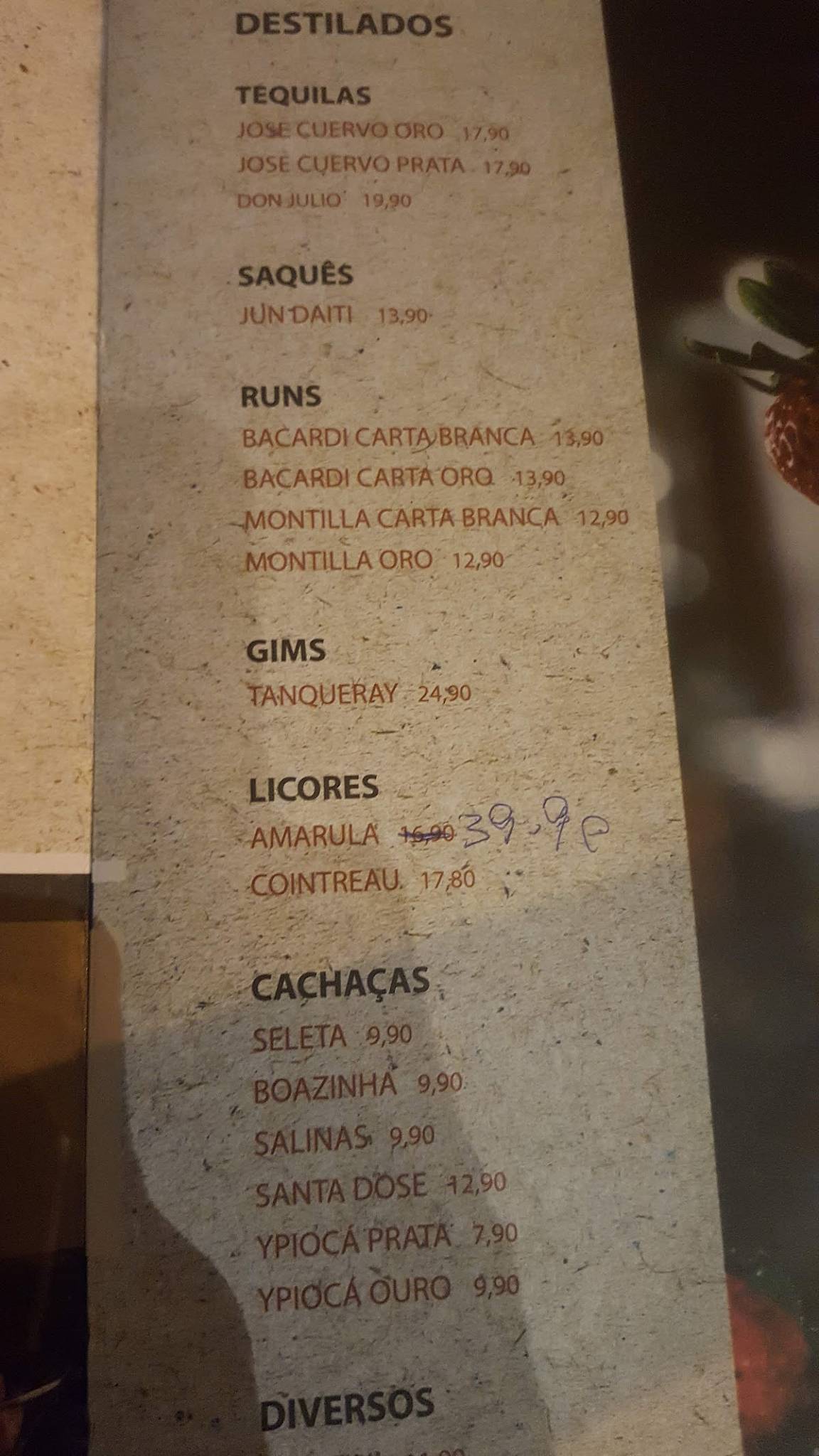 Menu em Ditado Popular pub Bar Cuiabá R Sen Vilas Bôas