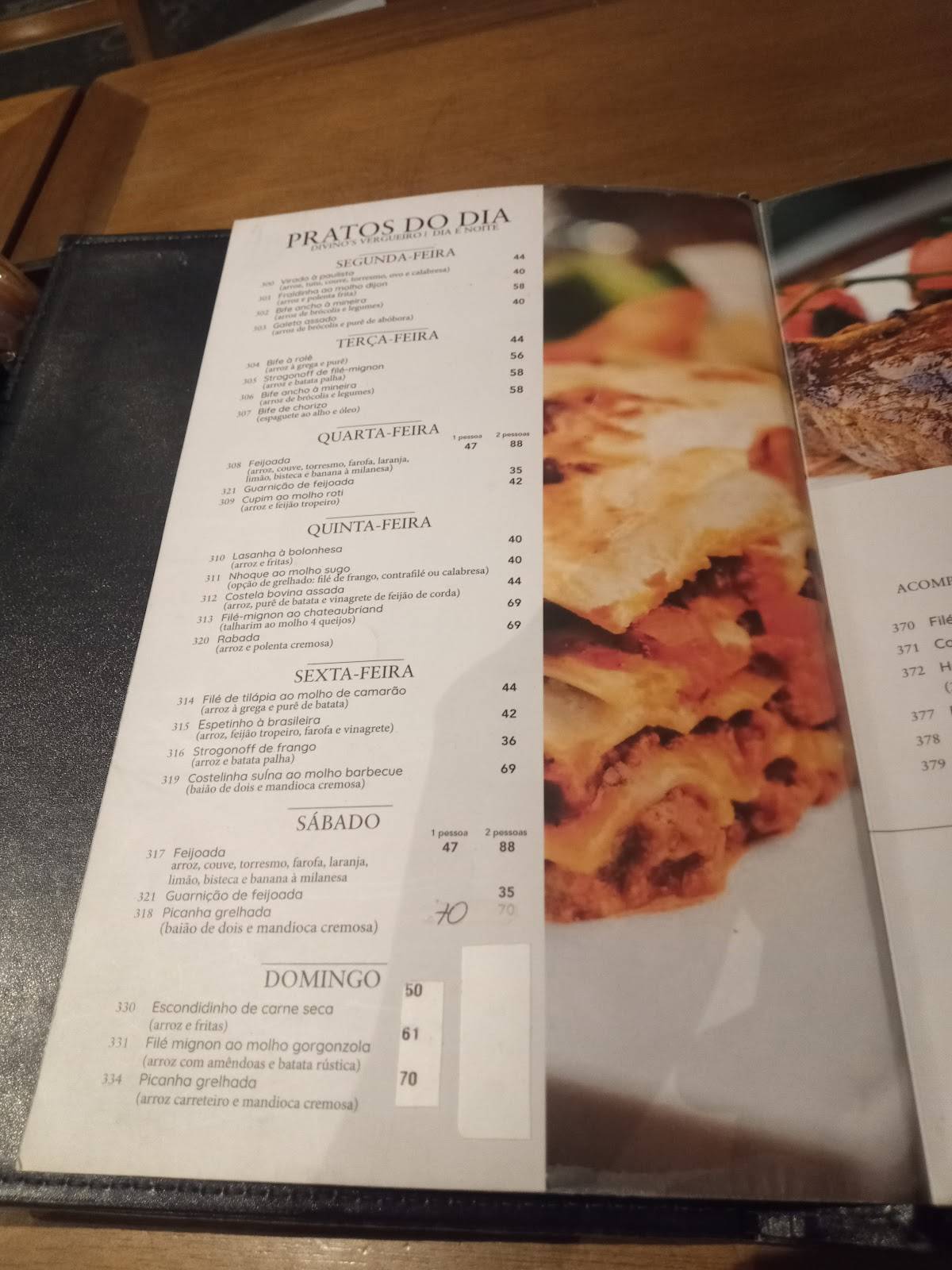 Divino's Vergueiro cardápio