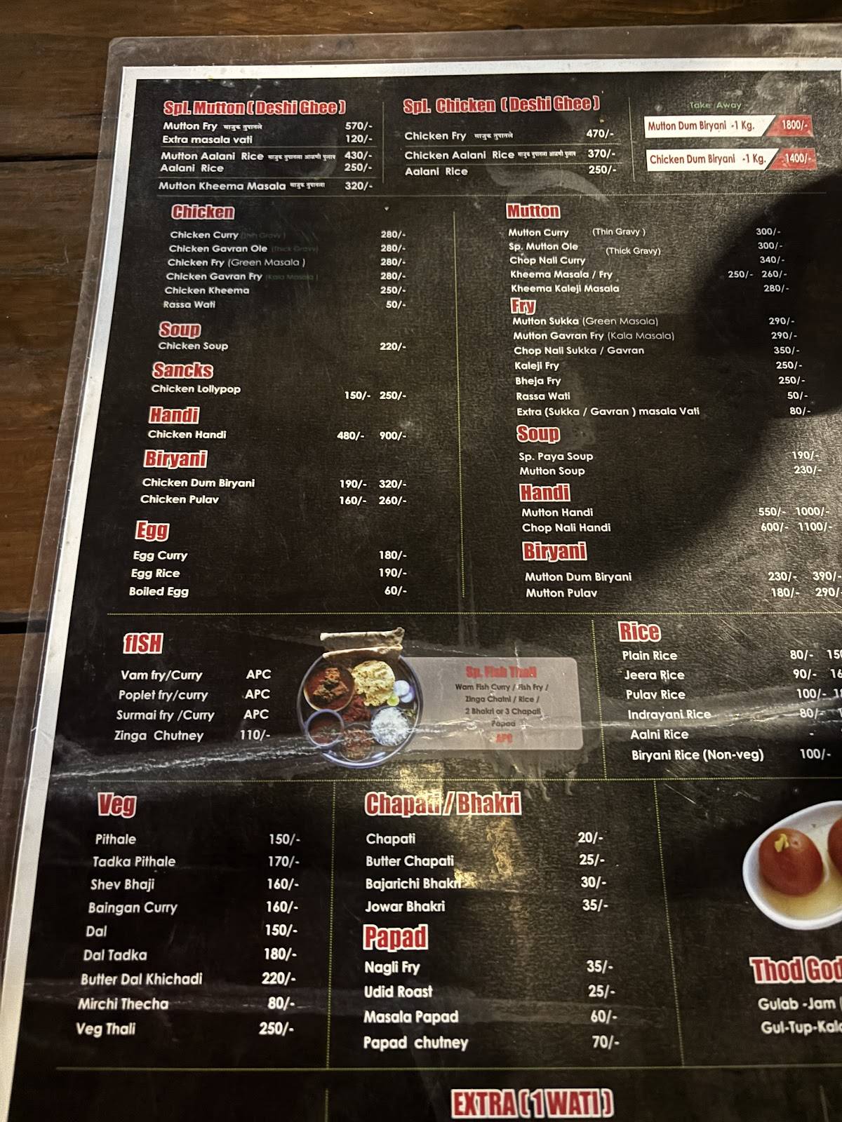 Divtya Budhlya Wada menu