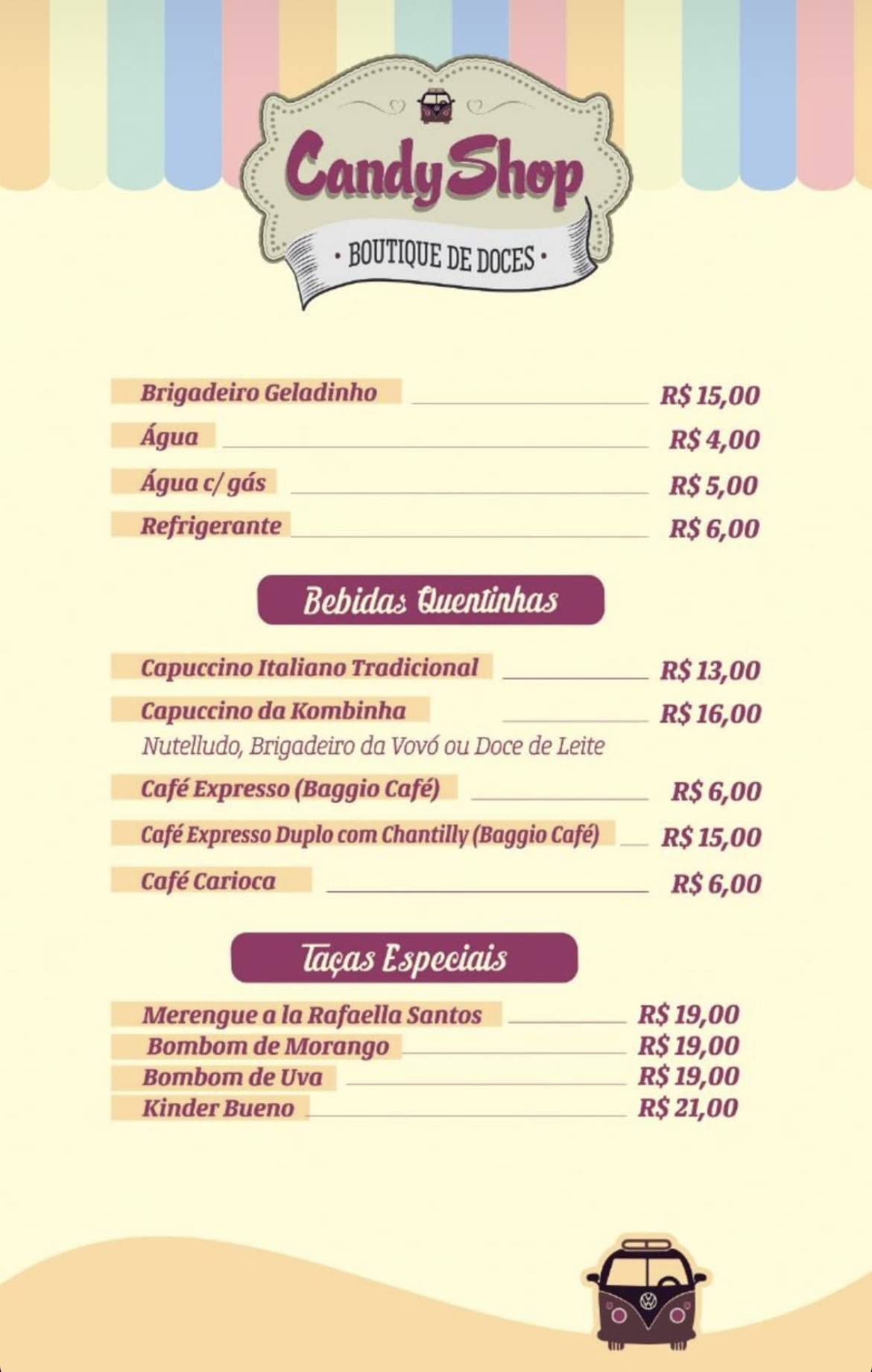 Doceria Kombinha Candy Shop cardápio