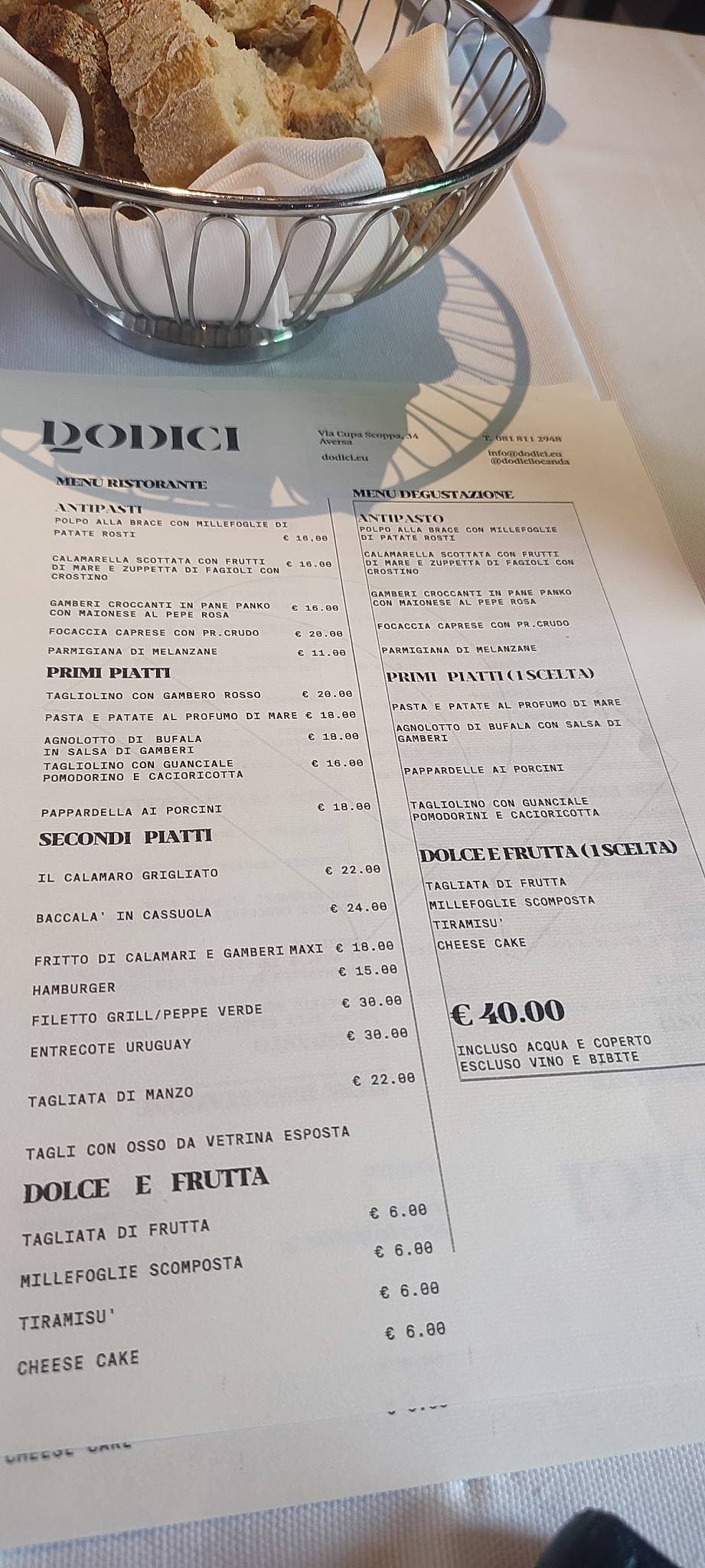 Menu di Dodici - Locanda del Gusto 