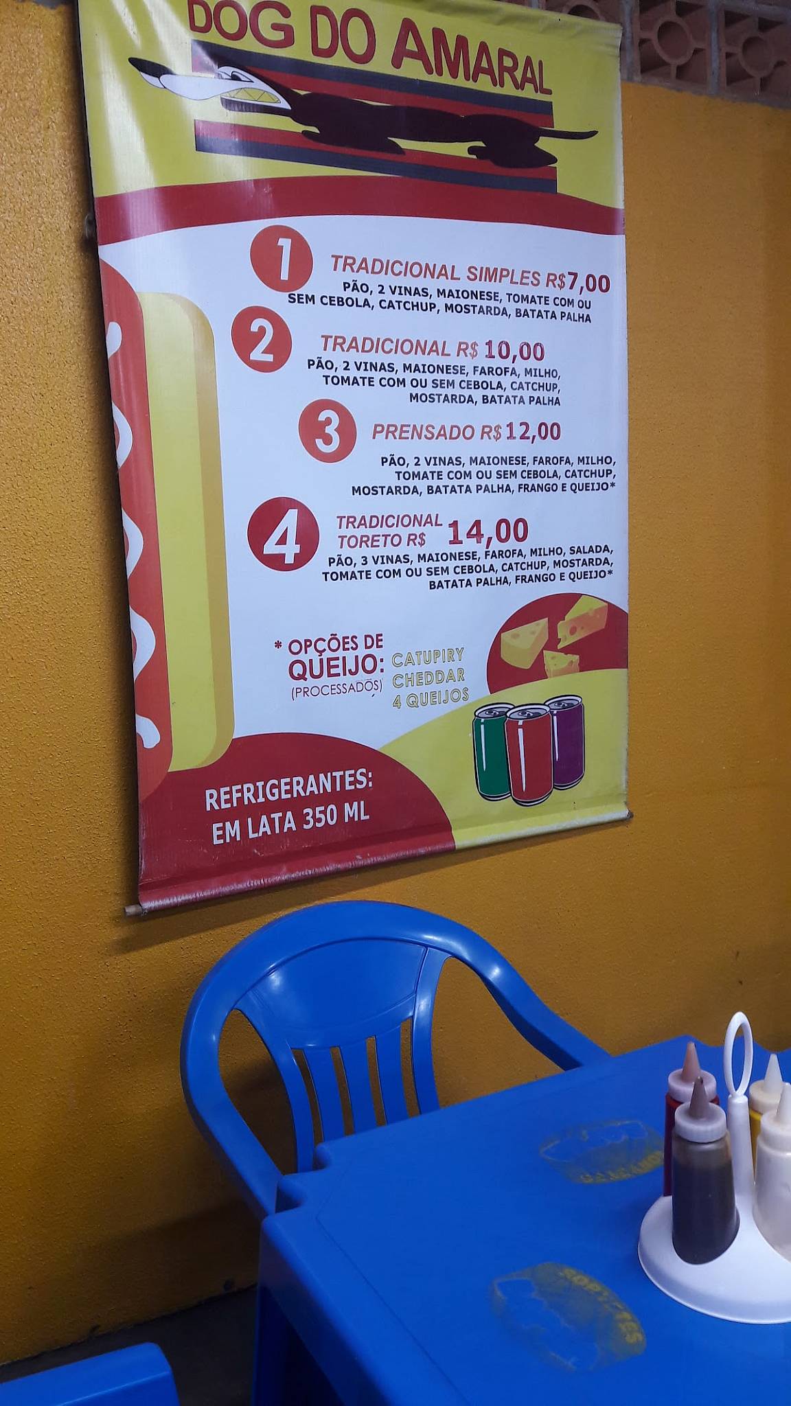 Dog Do amaral atendemos de terça feira a Domingo cardápio