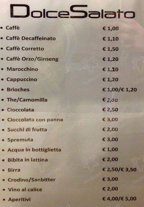 Menu di Dolcesalato Pancaffè 