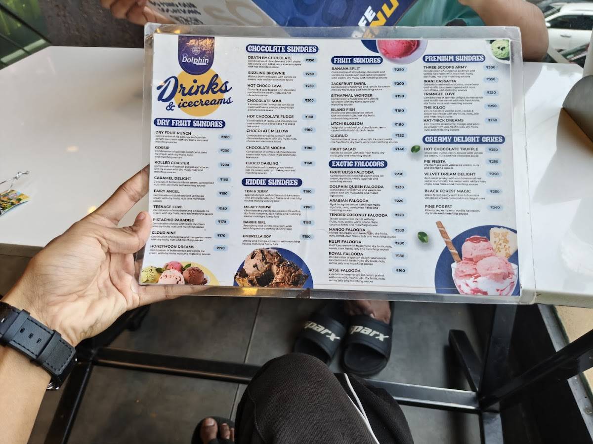 Dolphin Bakes 'N' Ice Creams menu