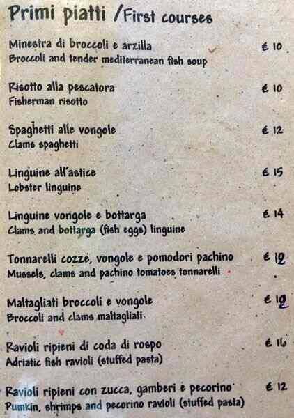 Menu di Domenico dal 1968 