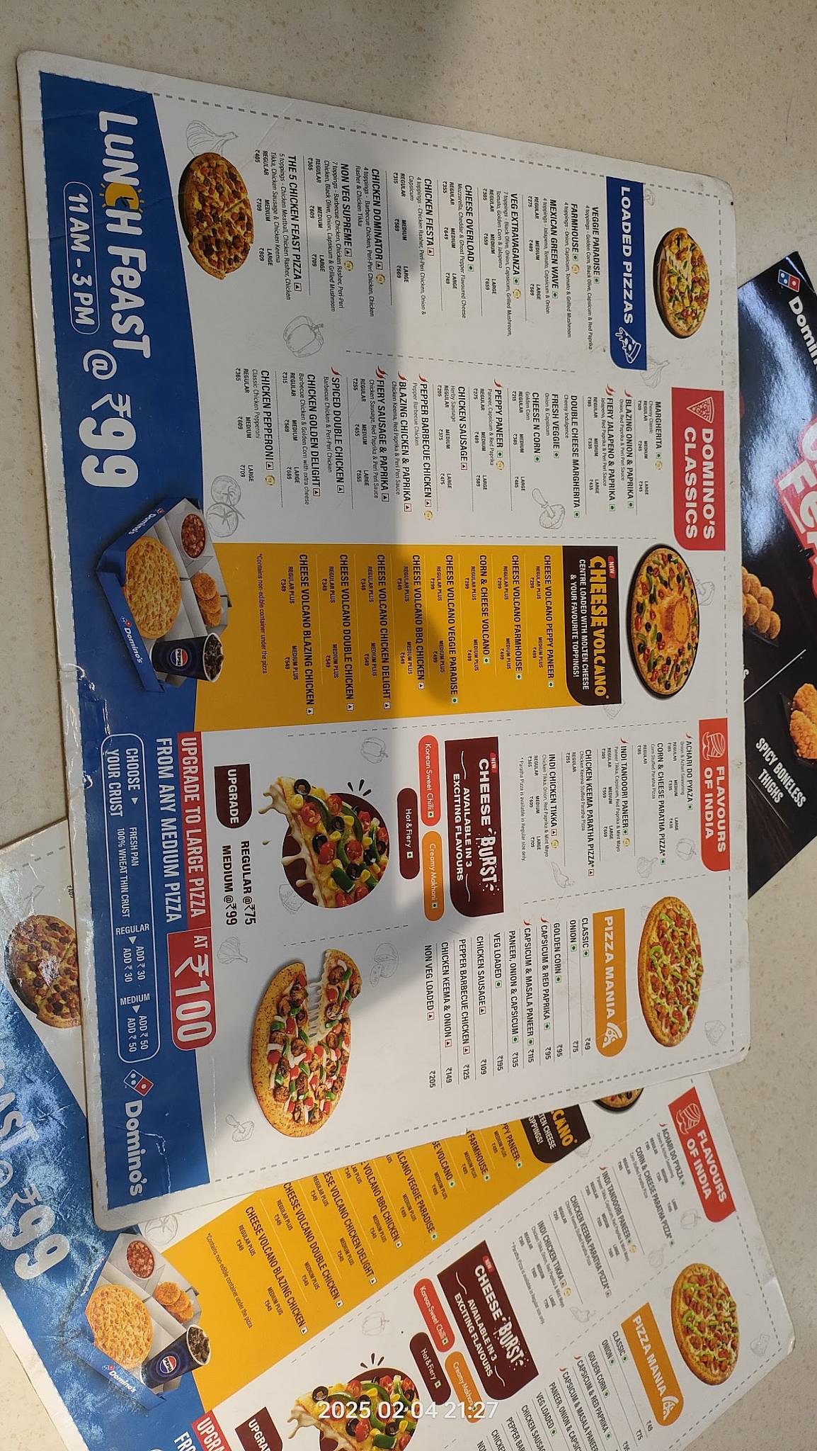 Domino's Pizza menu