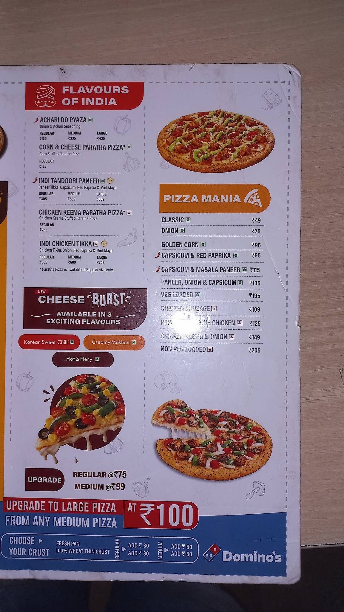 Domino's Pizza menu