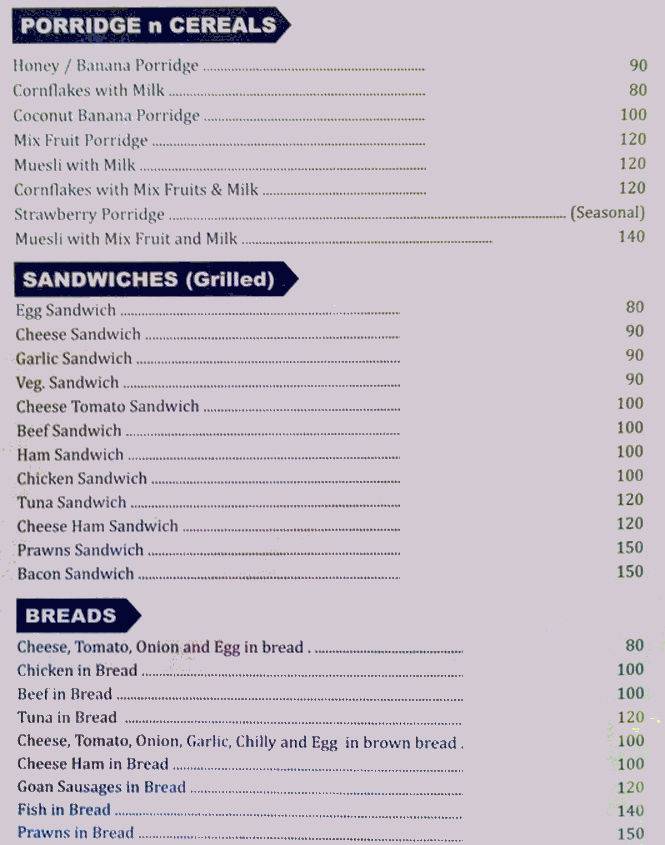 Dommat Beach Shack menu