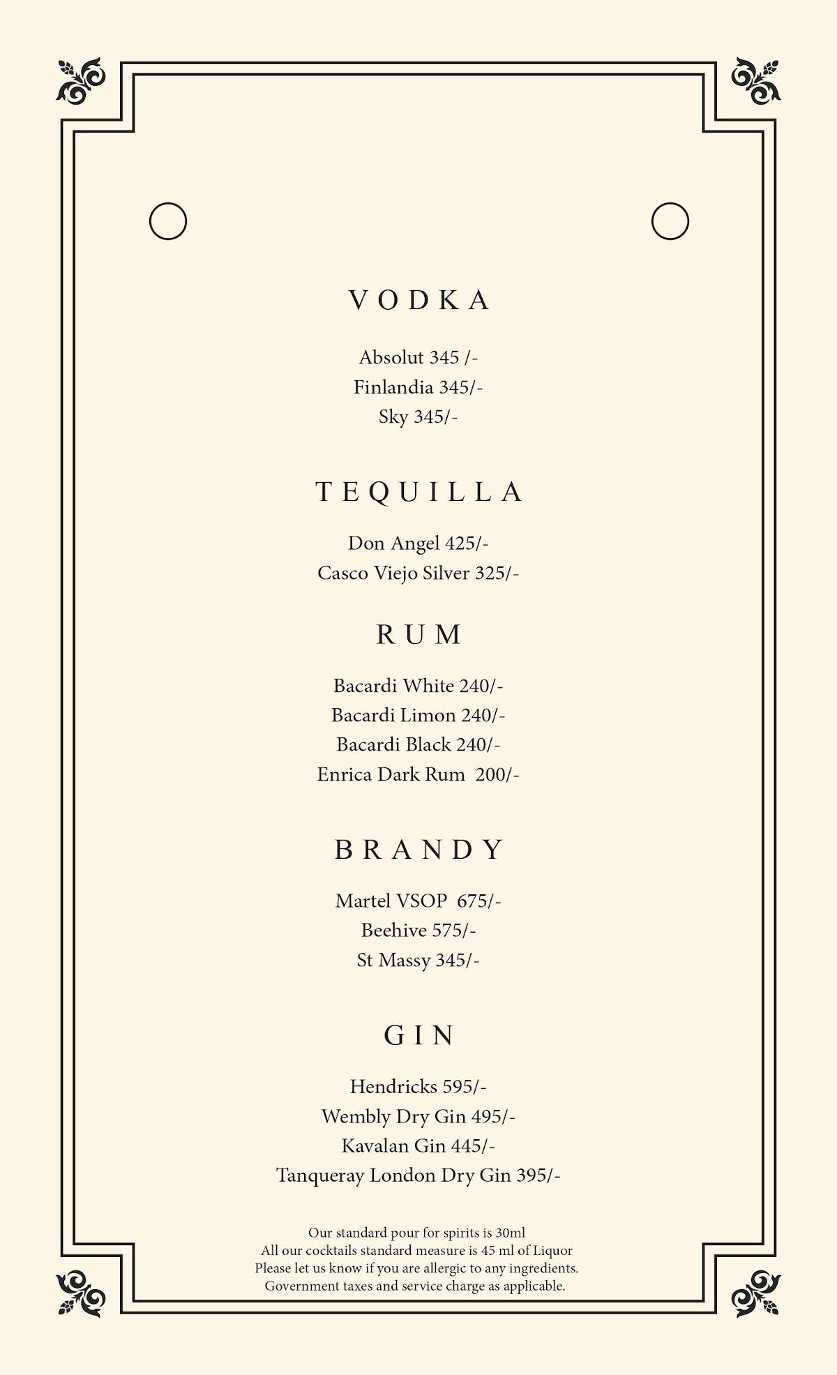 Down Sterling - Restaurant & Lounge Bar menu