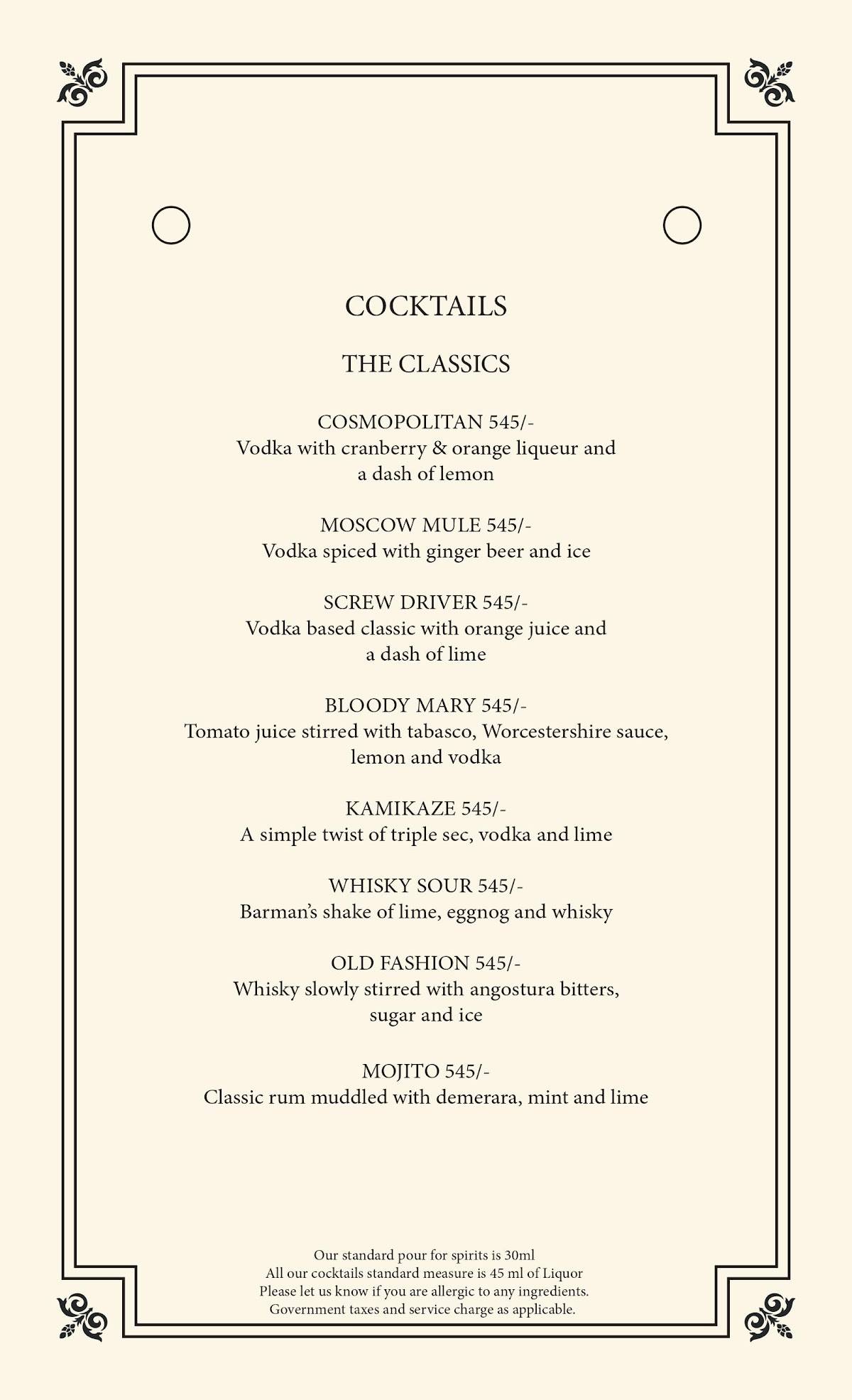Down Sterling - Restaurant & Lounge Bar menu