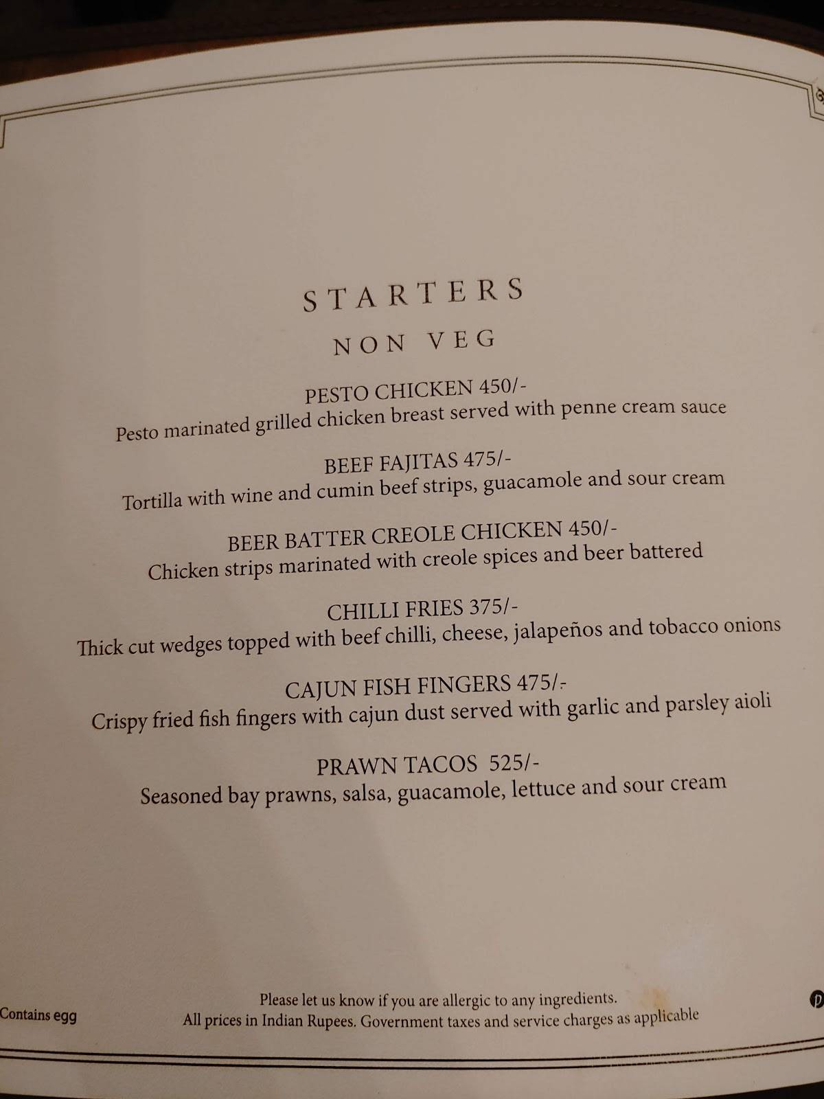 Down Sterling - Restaurant & Lounge Bar menu