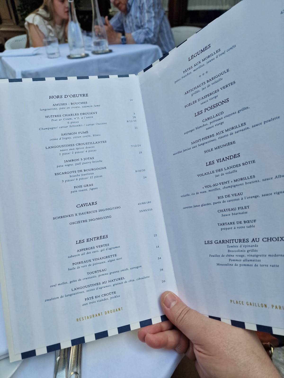 Menu de Restaurant Drouant