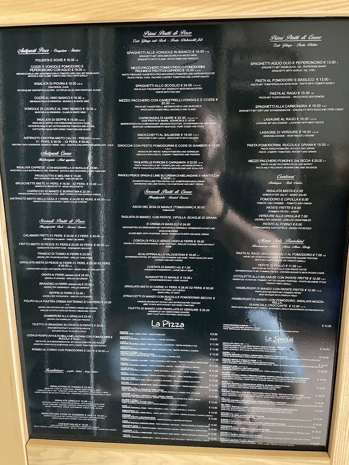 Menu di Enotria 